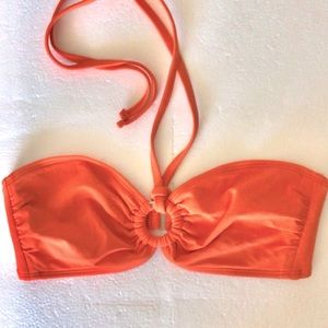 Ralph Lauren Halterneck Bikini Top w/ RL Silver Circle Ring on Front, Size M/L